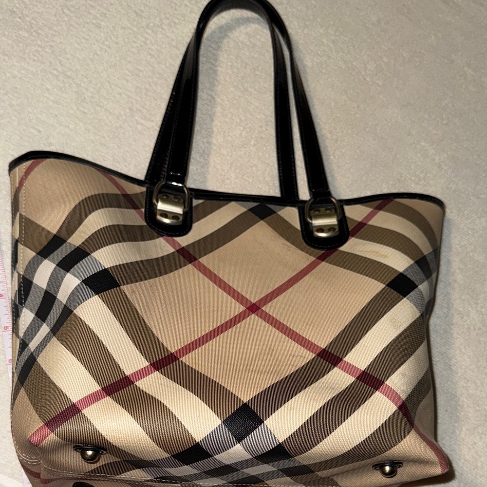 Burberry Classic Check Tote in Beige and Black wallet included